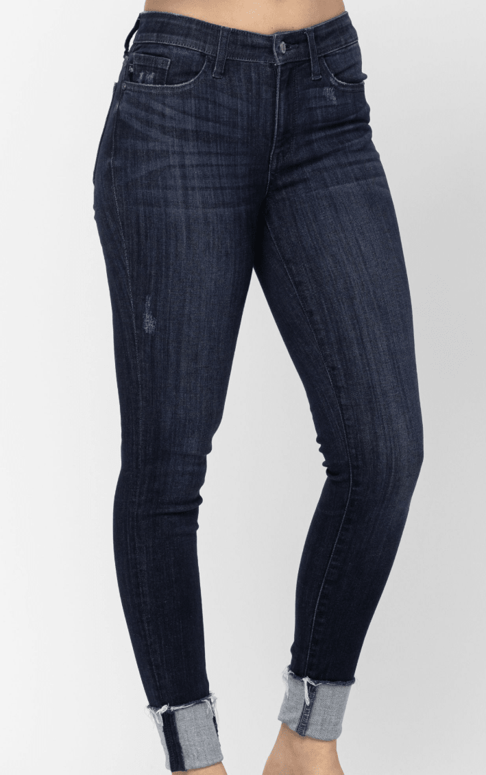 Judy Blue Mid-Rise Cuffed Long Inseam Skinny Jeans (NP) - Nikki &amp; Co. Boutique