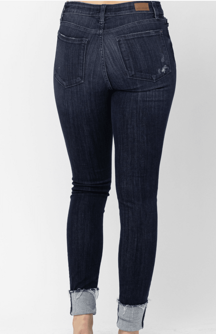 Judy Blue Mid-Rise Cuffed Long Inseam Skinny Jeans (NP) - Nikki &amp; Co. Boutique