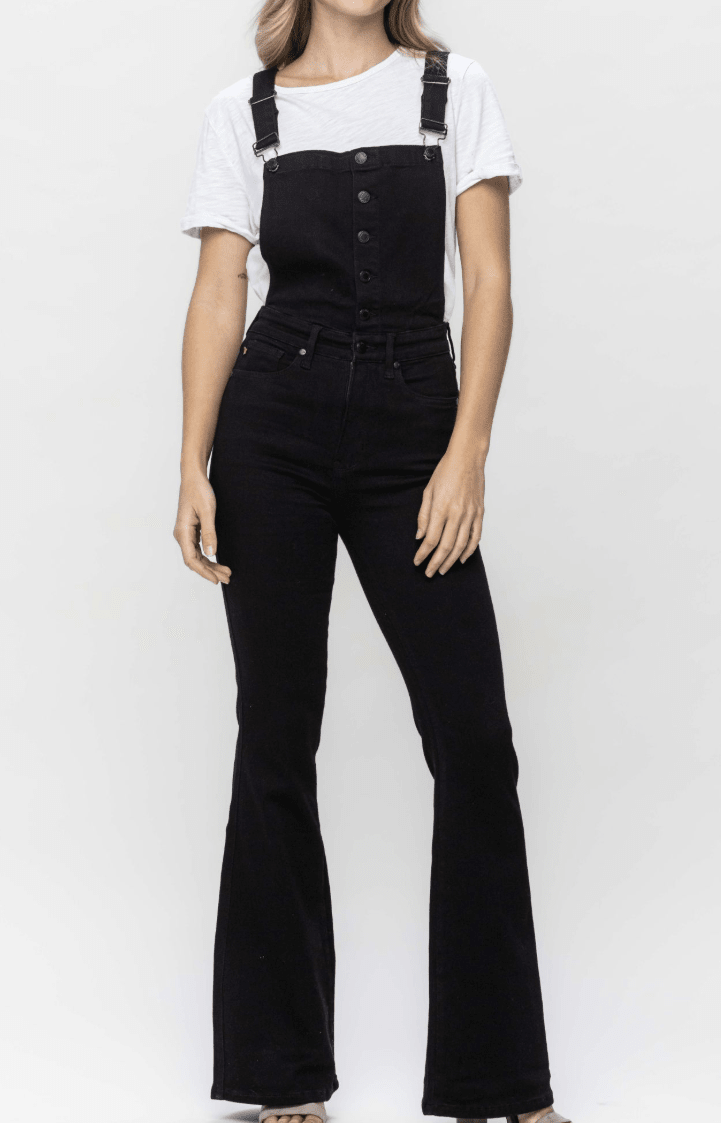 Judy Blue High-Waist Tummy Control Black Flare Overalls (NP) - Nikki &amp; Co. Boutique