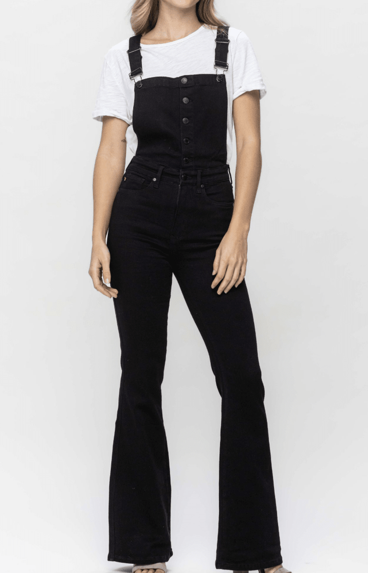 Judy Blue High-Waist Tummy Control Black Flare Overalls (NP) - Nikki &amp; Co. Boutique