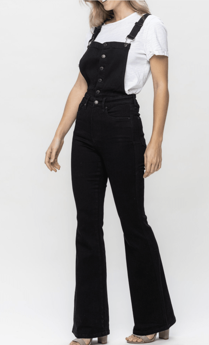 Judy Blue High-Waist Tummy Control Black Flare Overalls (NP) - Nikki &amp; Co. Boutique