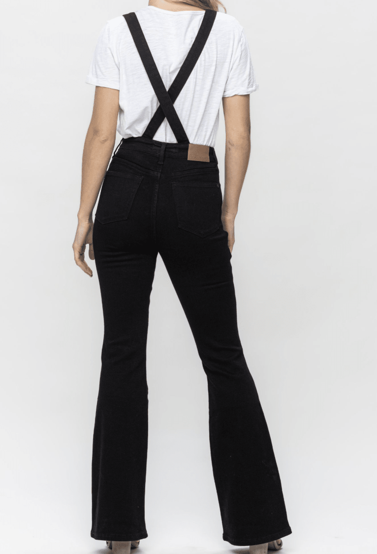 Judy Blue High-Waist Tummy Control Black Flare Overalls (NP) - Nikki &amp; Co. Boutique