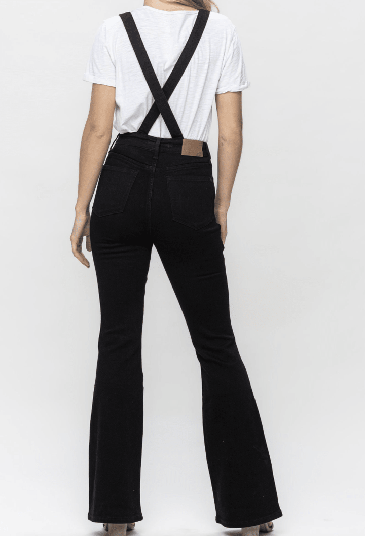Judy Blue High-Waist Tummy Control Black Flare Overalls (NP) - Nikki &amp; Co. Boutique
