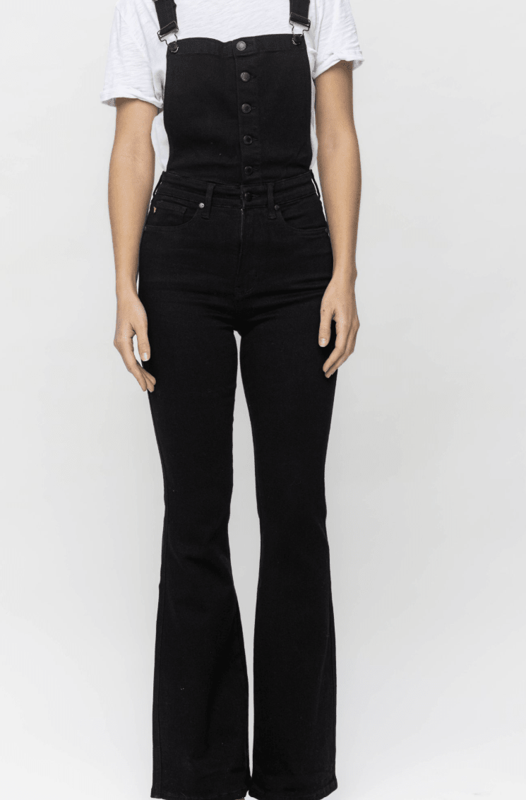 Judy Blue High-Waist Tummy Control Black Flare Overalls (NP) - Nikki &amp; Co. Boutique