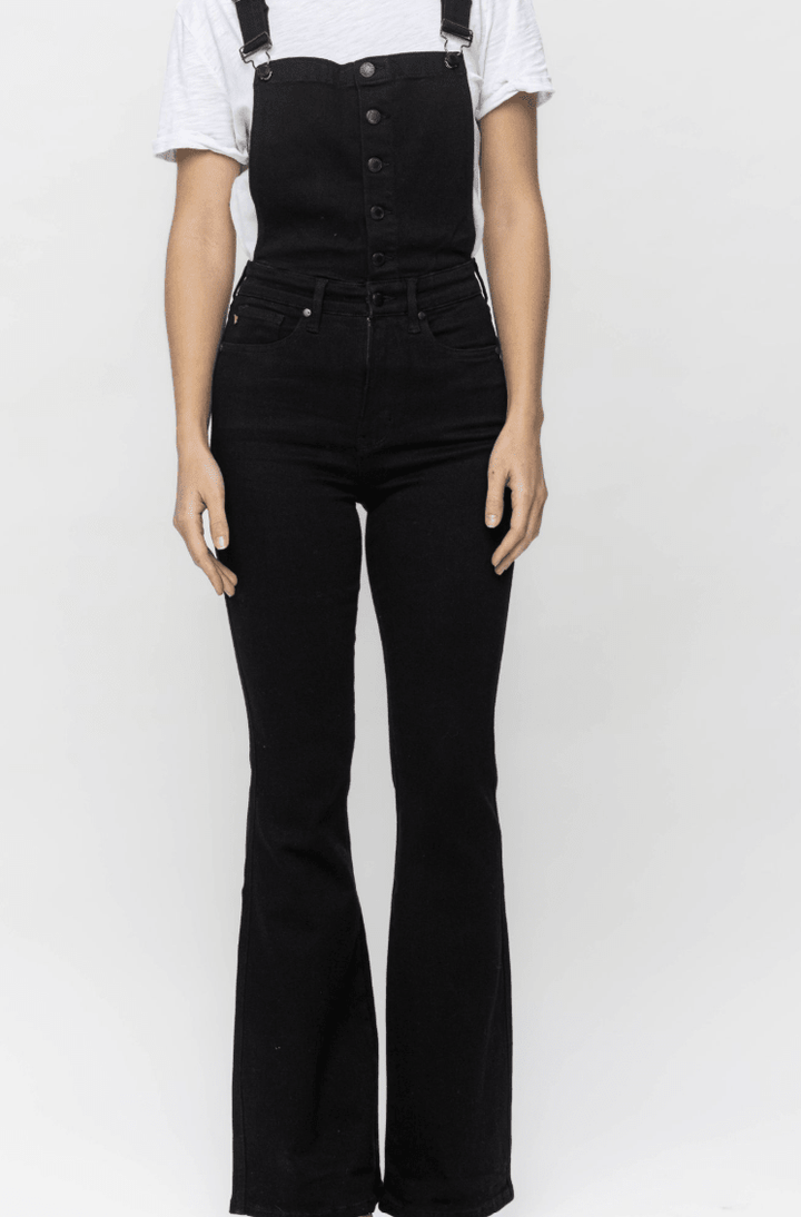 Judy Blue High-Waist Tummy Control Black Flare Overalls (NP) - Nikki &amp; Co. Boutique