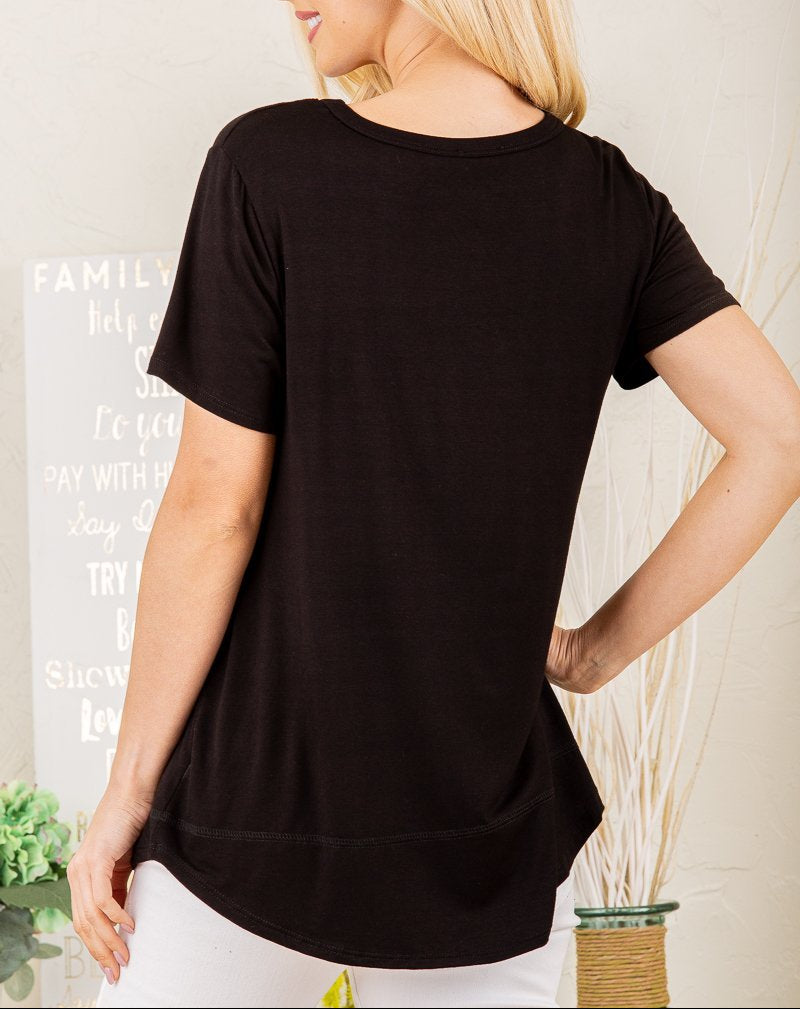 Heimish - (NP) Shorts sleeve, round neck solid and animal leopard Top | Nikki &amp; Co. Boutique