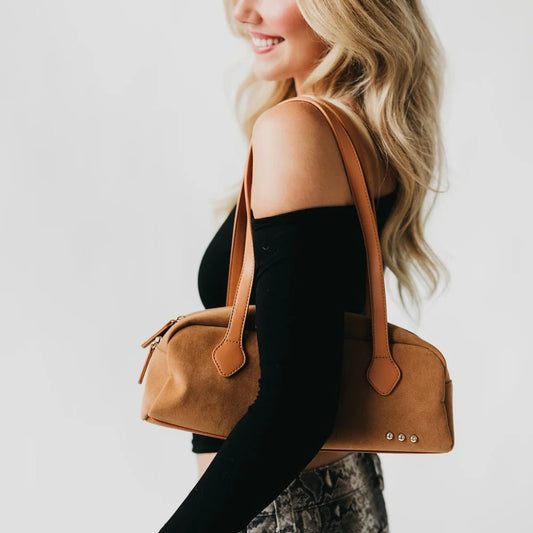 Pretty Simple (NP) - Suede Barrel Shoulder Bag - Nikki and Co Boutique