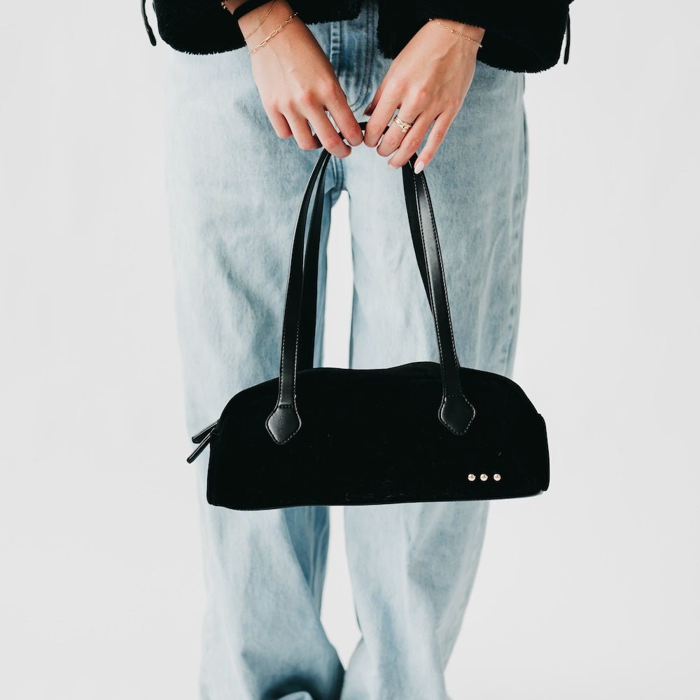 Pretty Simple (NP) - Suede Barrel Shoulder Bag | Nikki &amp; Co. Boutique
