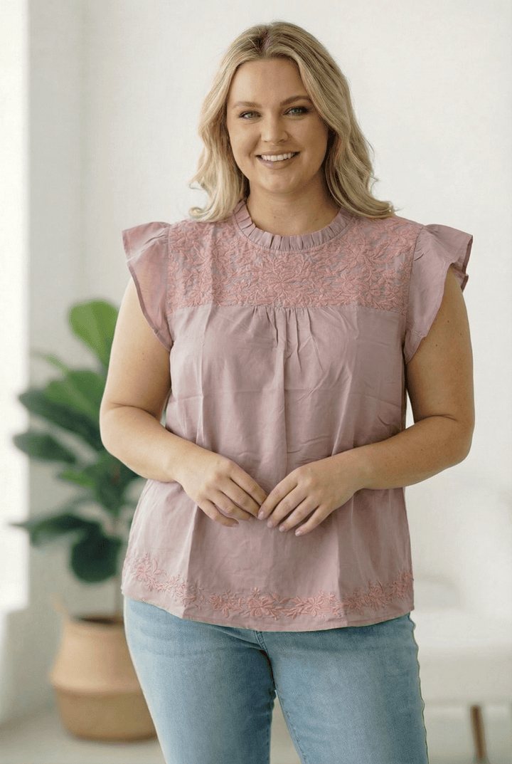 My Dusty Rose Darling Embroidered Blouse | Nikki &amp; Co. Boutique