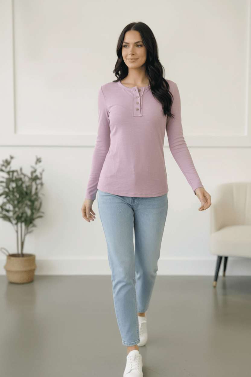 Grape Gum Drop Lounge Henley | Nikki &amp; Co. Boutique