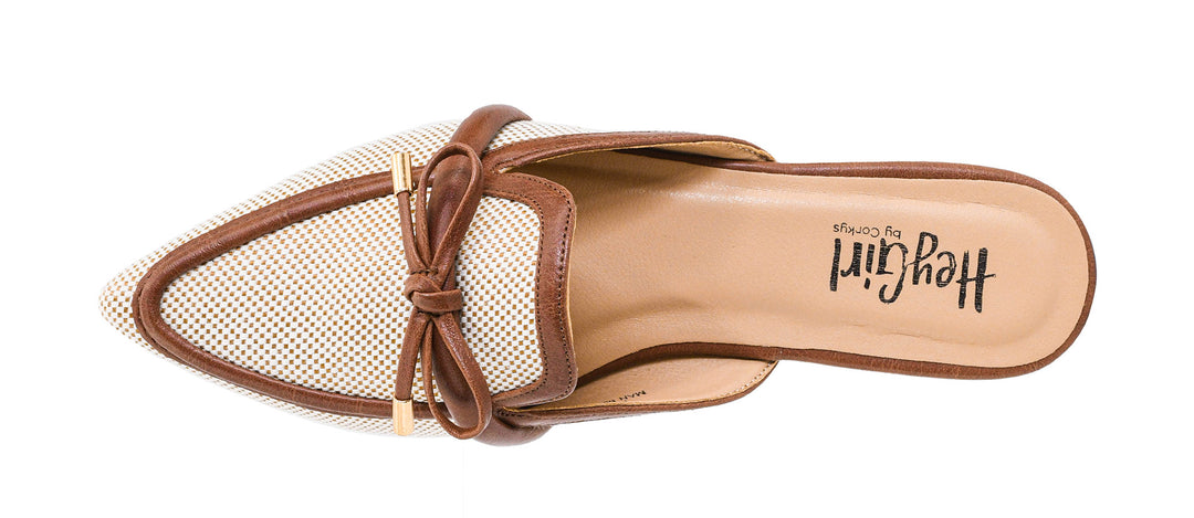 Brown sandal with a bow on a white background