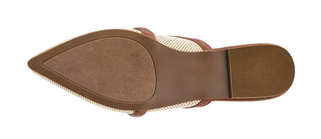 Brown shoe sole with mesh design on a white background