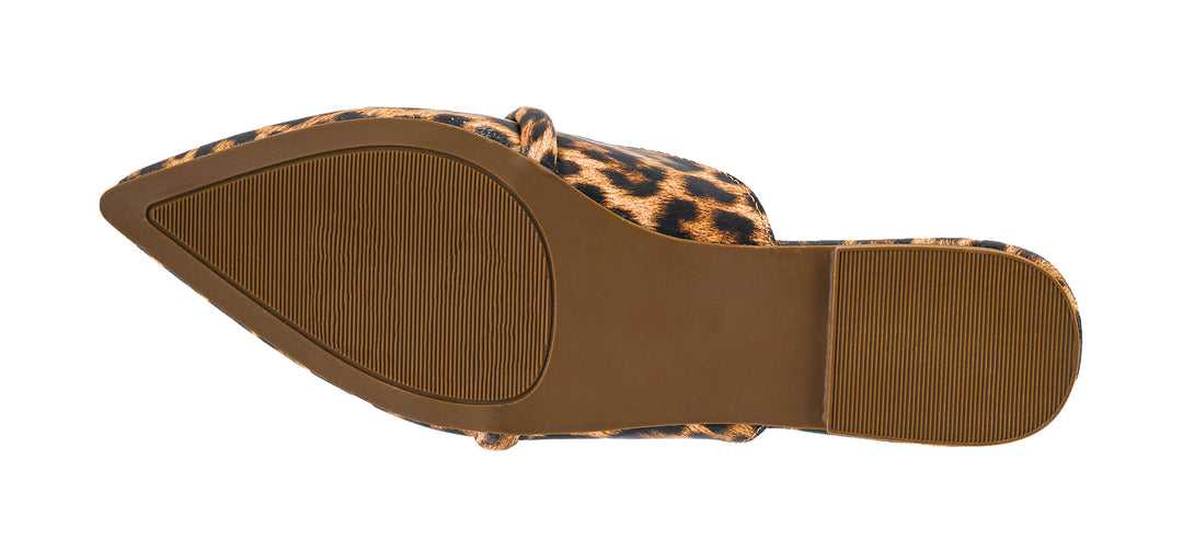 Leopard print sandal sole on a white background
