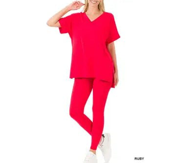 Zenana - (NP) - Short Sleeve Microfiber Set, 17 colors! - Nikki and Co Boutique