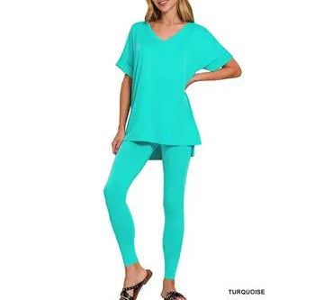 Zenana - (NP) - Short Sleeve Microfiber Set, 17 colors! - Nikki and Co Boutique