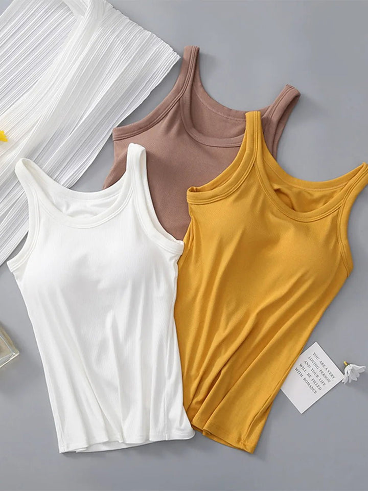 Round Neck Tank with Built - In Bra - Nikki &amp; Co. Boutique