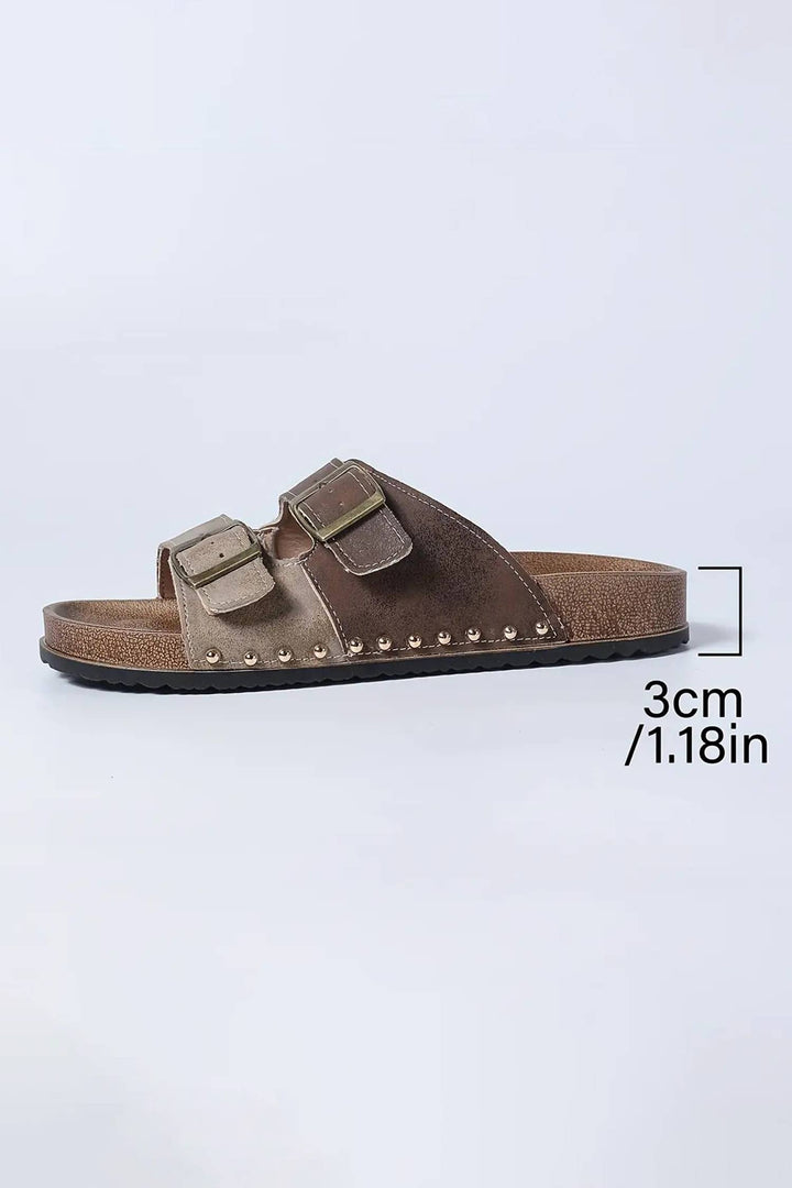 Western Suede Rivet Slip - On Sandals - 4 Colors (NP) - Nikki &amp; Co. Boutique