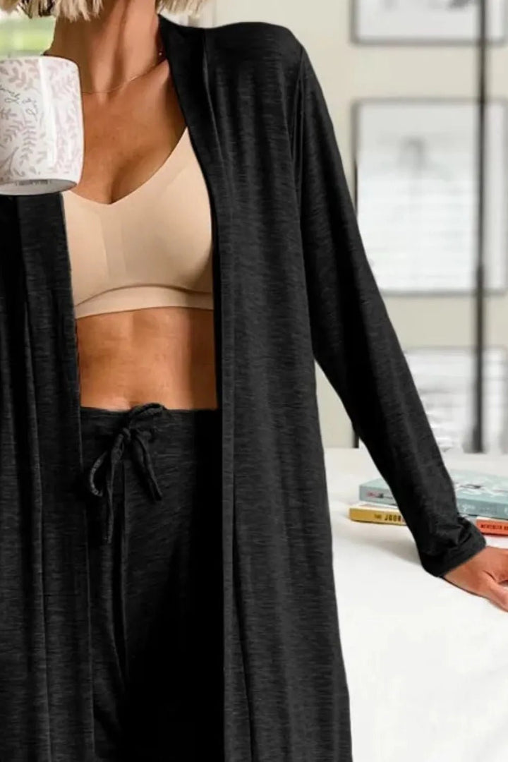 Open Front Long Sleeve Cardigan and Pants Lounge Sets | Nikki &amp; Co. Boutique