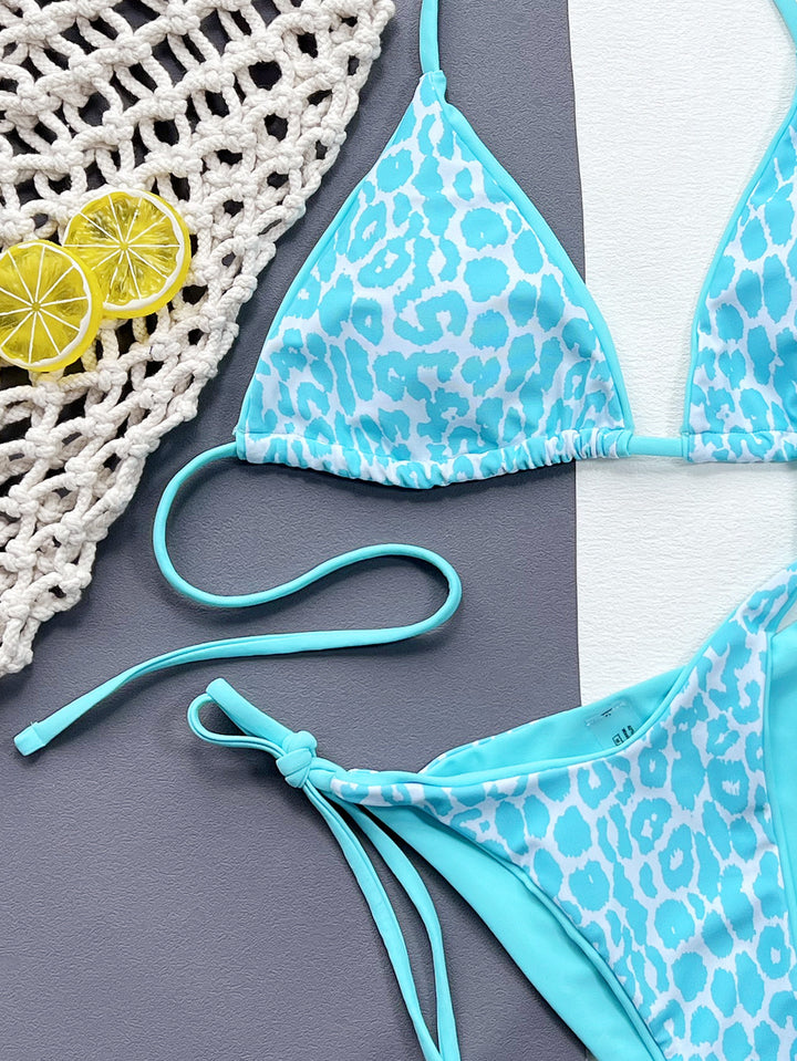 Leopard Print Halter Neck Tie Side Bikini Sets | Nikki &amp; Co. Boutique