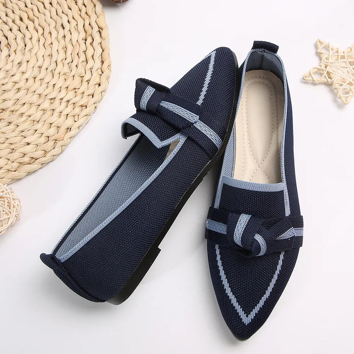 Bow Contrast Trim Point Toe Loafers | Nikki &amp; Co. Boutique