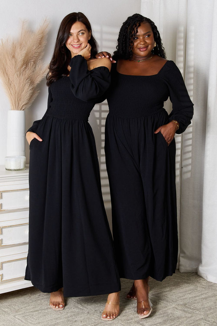 Double Take Square-Neck Jumpsuit with Pockets - Nikki &amp; Co. Boutique