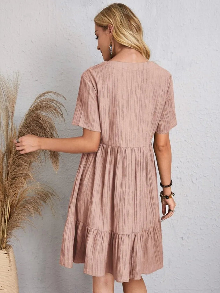 Full Size V-Neck Shorts Sleeve Dress | Nikki &amp; Co. Boutique