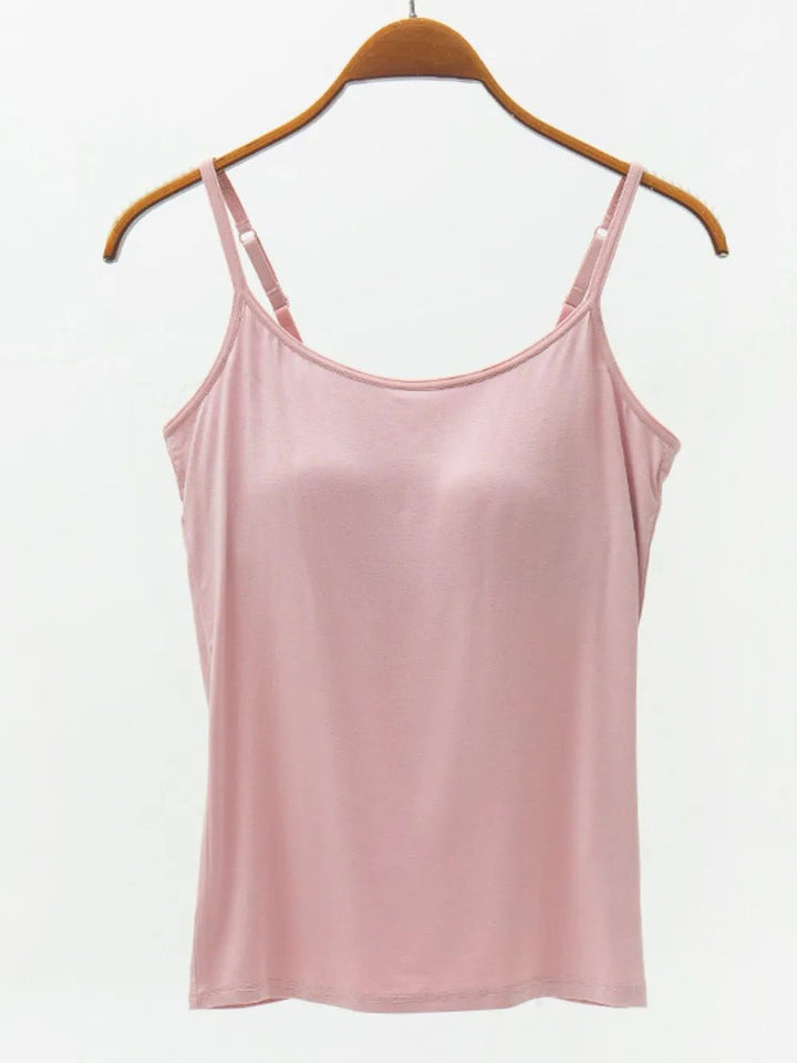 Full Size Adjustable Strap Modal Cami with Bra | Nikki &amp; Co. Boutique