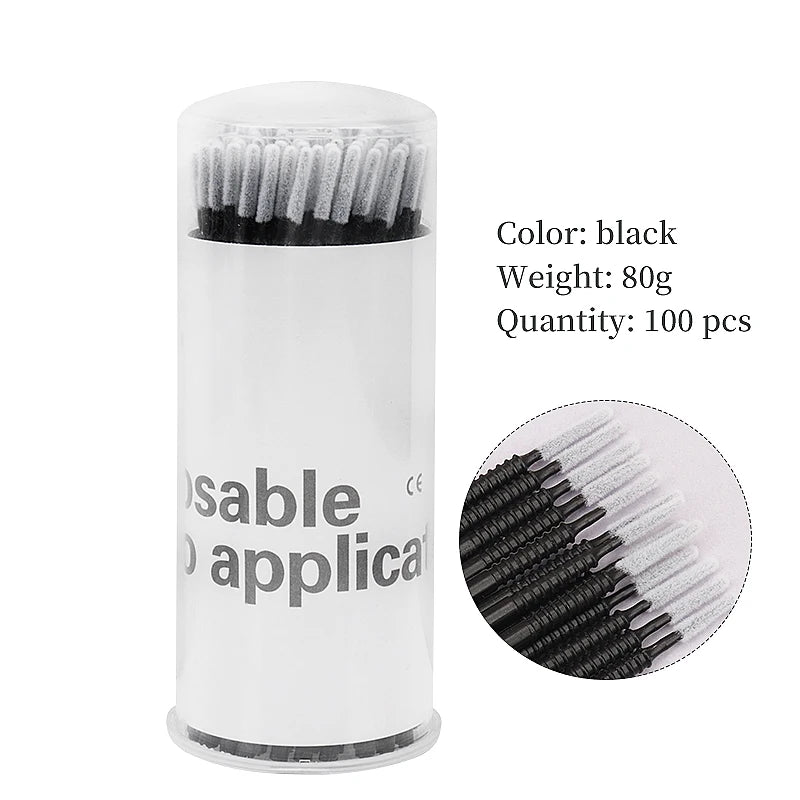100 Pcs Dental Disposable, Micro Applicator Brushes - Long Head Brush, Bendable Sticks for Makeup Dentistry Care - Teeth Cleaning Tools
