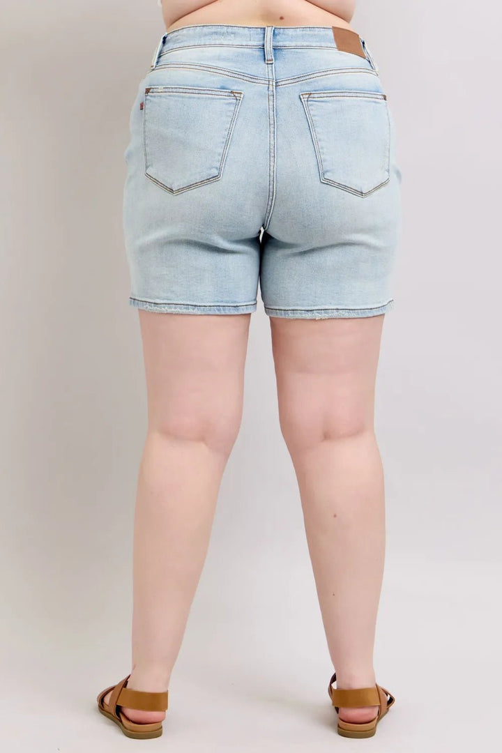 Judy Blue Full Size 2 Button Denim Shorts with Pockets Plus Size | Nikki &amp; Co. Boutique
