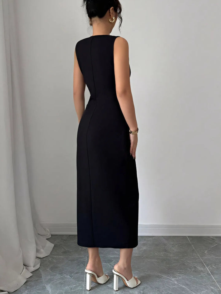 Bow Slit Round Neck Sleeveless Dress | Nikki &amp; Co. Boutique