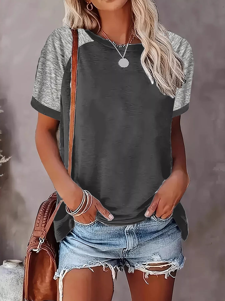 Plus Size Casual Color Block Raglan Sleeve T-Shirt | Nikki &amp; Co. Boutique