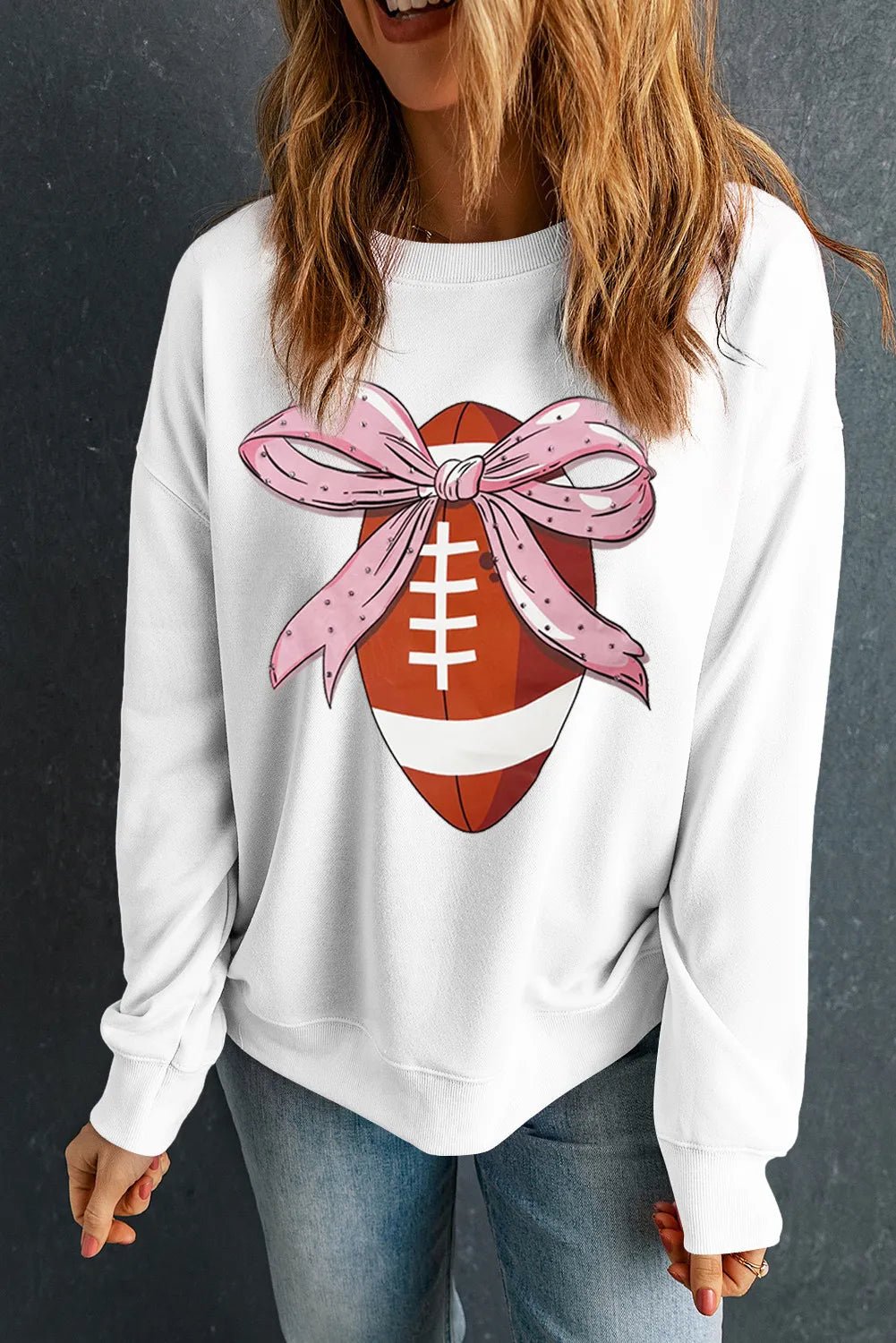 Football Round Neck Long Sleeve Sweatshirt - Nikki &amp; Co. Boutique