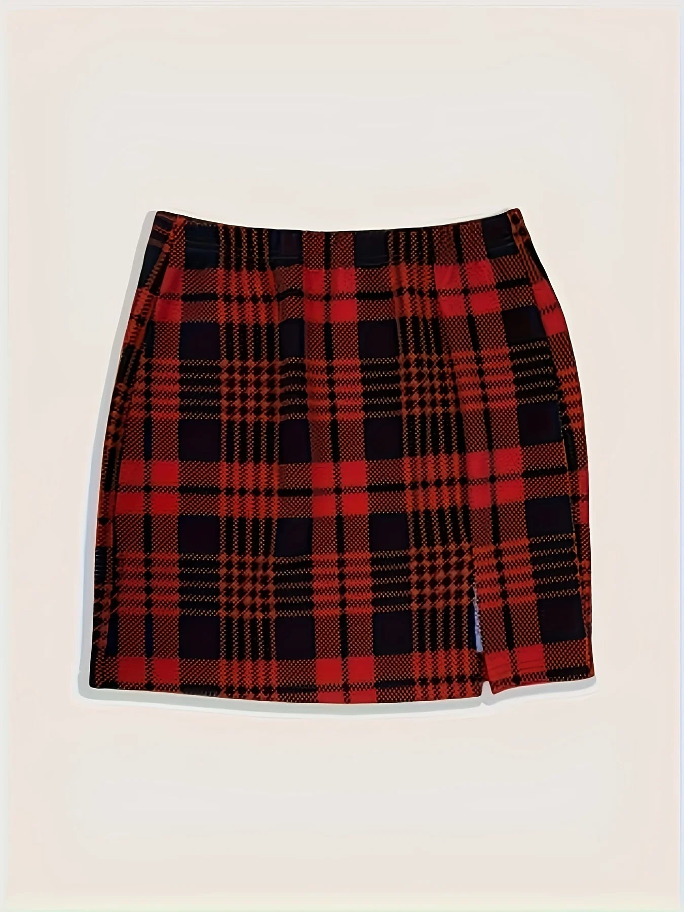 Women's fashionable new plaid casual versatile women's large-size skirt two-piece set