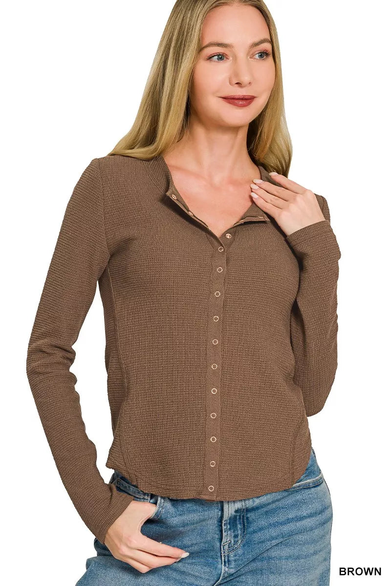 Zenana Double Knit Snap Button Shirts - Nikki &amp; Co. Boutique