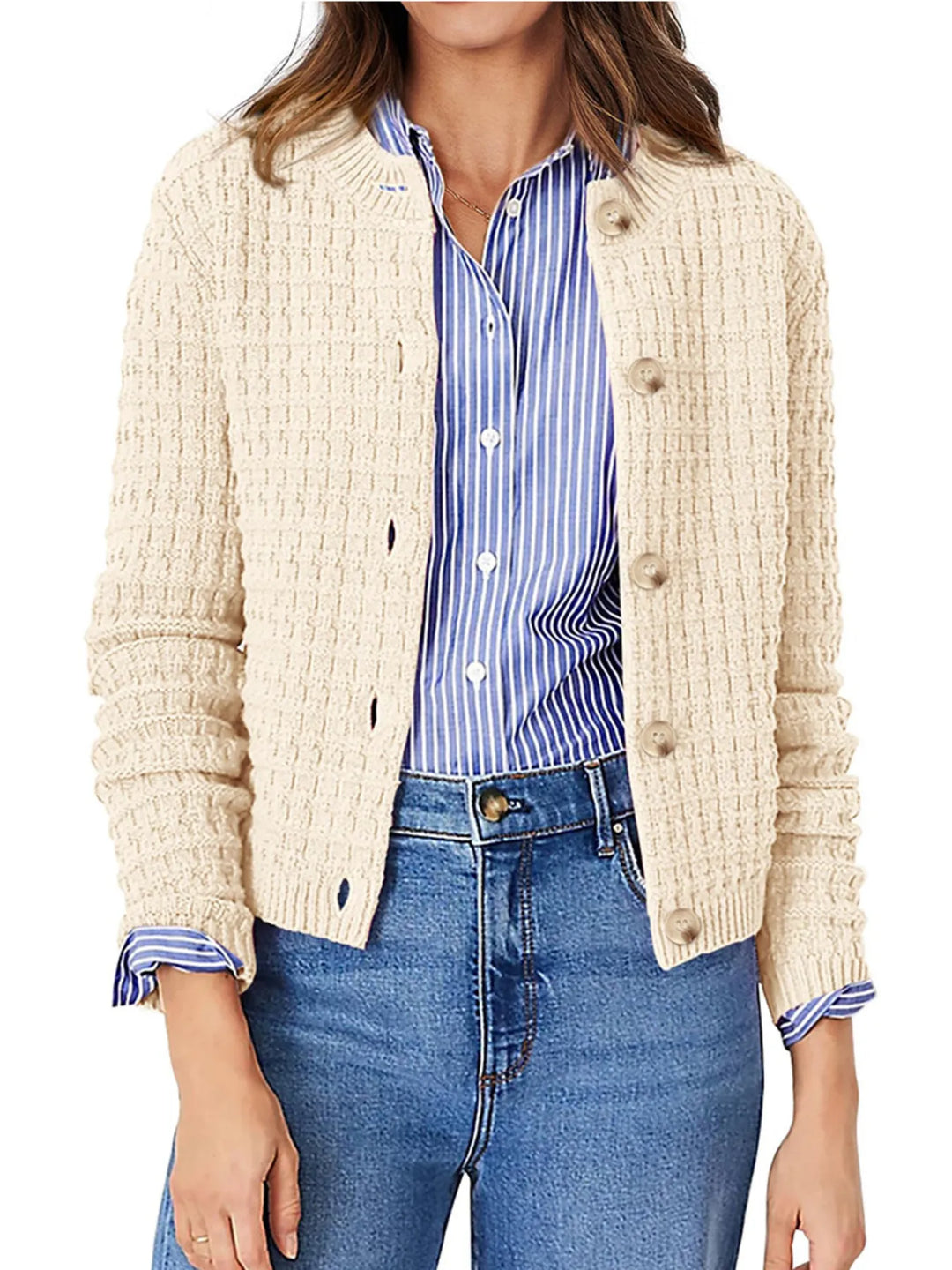 Textured Knit Button - Front Cardigan - Nikki &amp; Co. Boutique