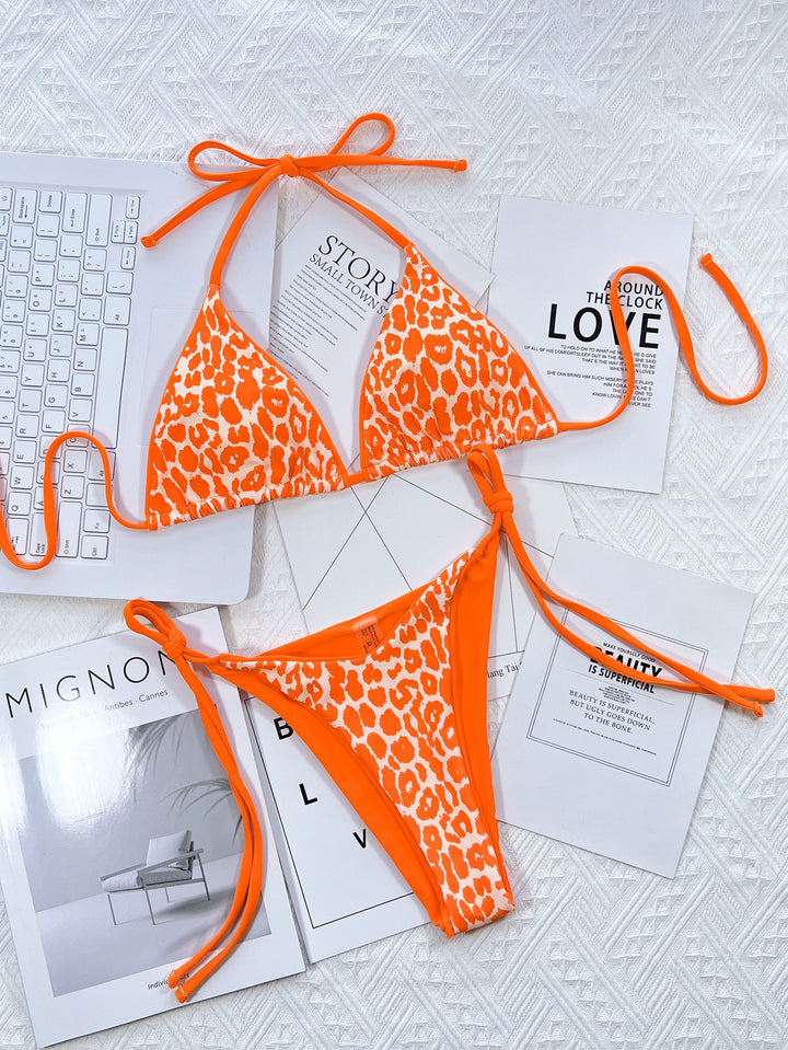 Leopard Print Halter Neck Tie Side Bikini Sets | Nikki &amp; Co. Boutique