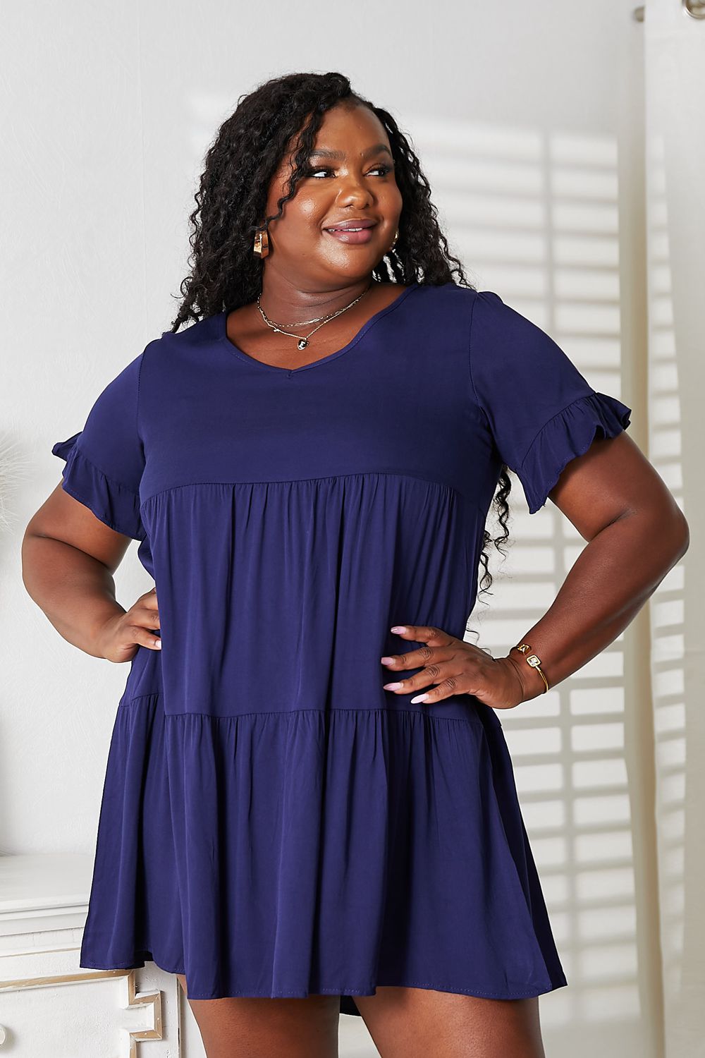 Mandy V - Neck Flounce Sleeve Tiered Dress - Nikki &amp; Co. Boutique