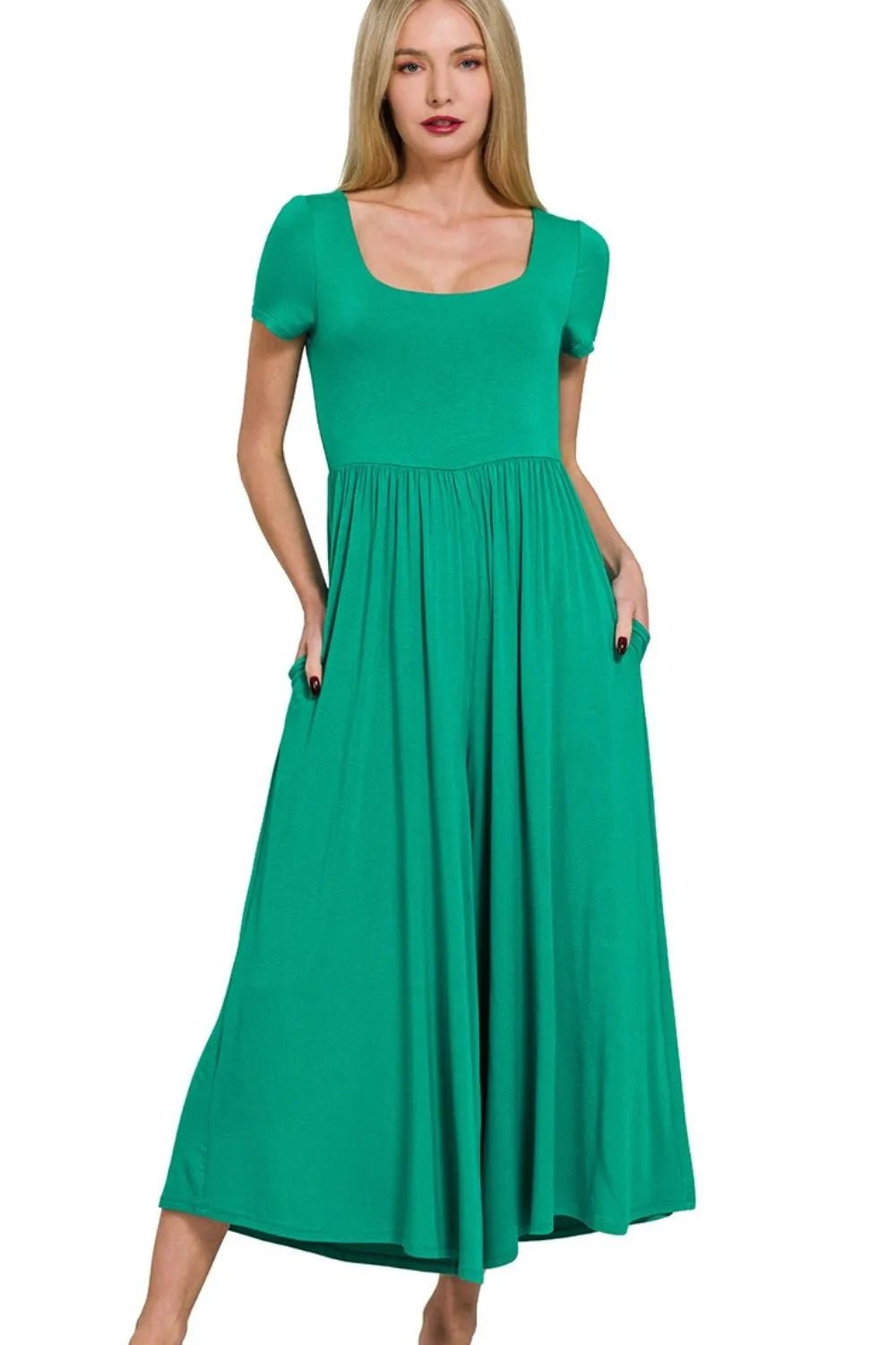 Zenana Double Layered Shorts Sleeve Jumpsuit | Nikki &amp; Co. Boutique