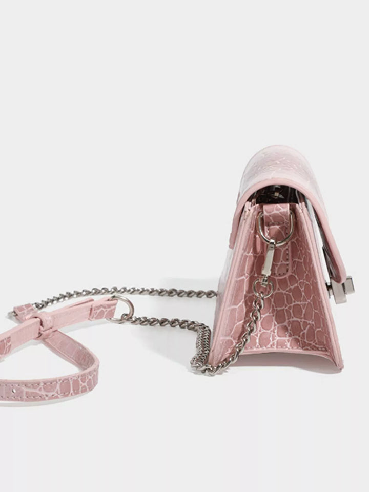 Crocodile Embossed Flap Crossbody Bag in Blush Pink - Nikki &amp; Co. Boutique