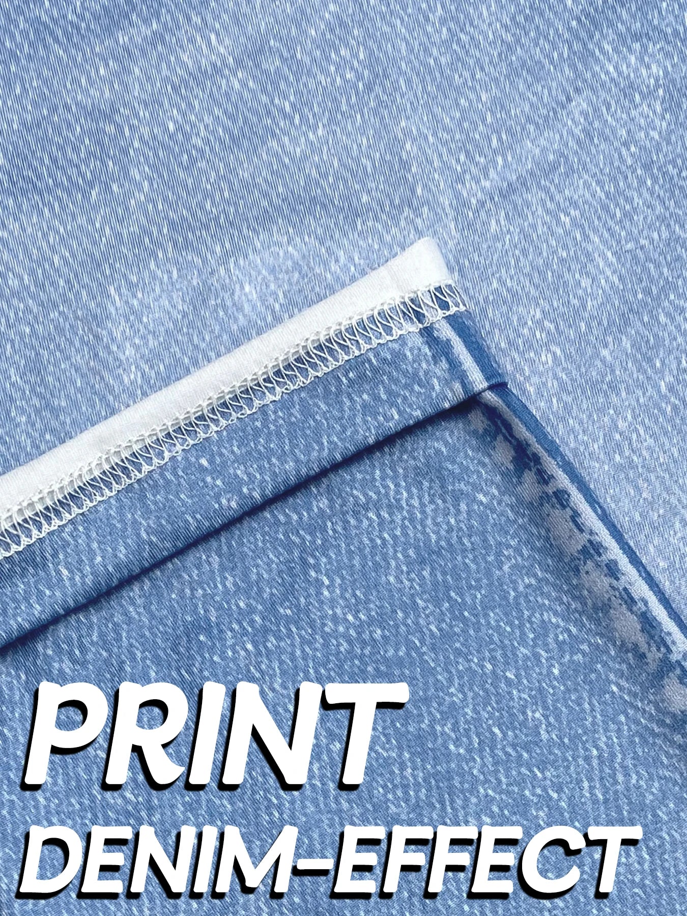 Plus Size Faux Denim Printed Leggings with Fake Distressed Detail Comfortable Soft and Fashionable Knit High Stretch Sports Pan