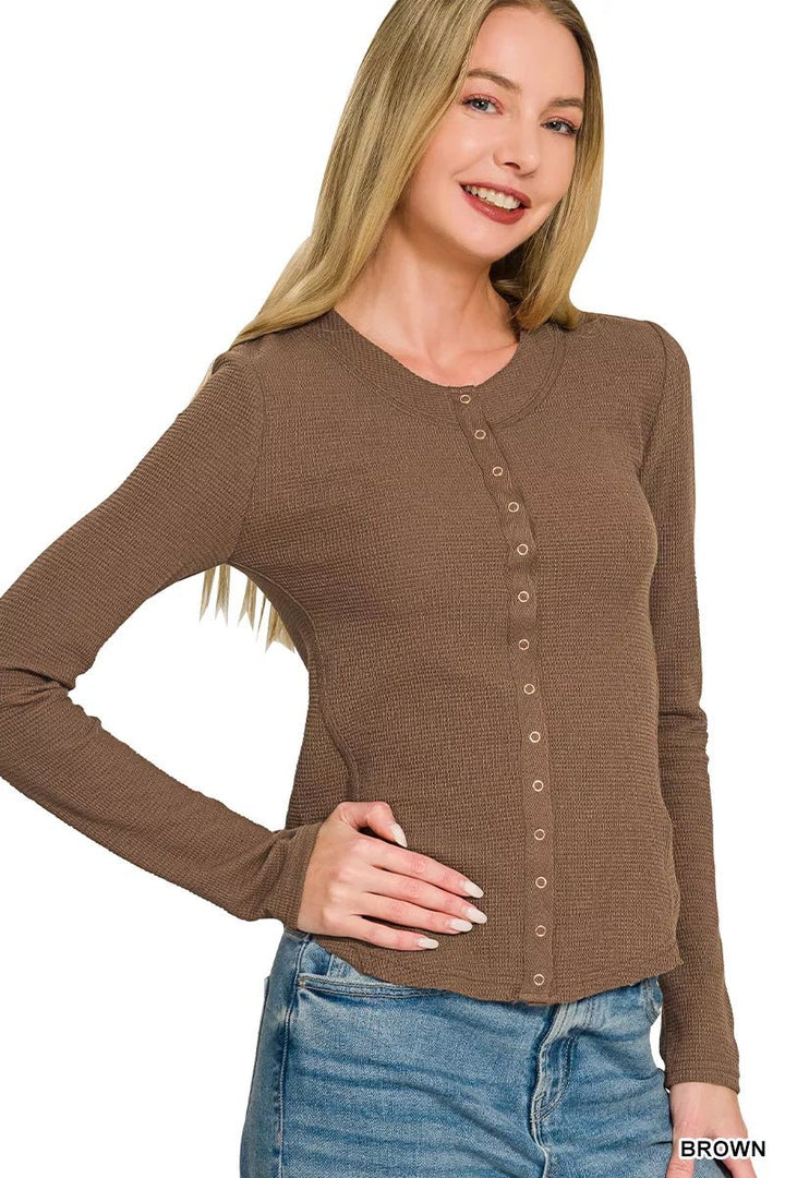 Zenana Double Knit Snap Button Shirts - Nikki &amp; Co. Boutique