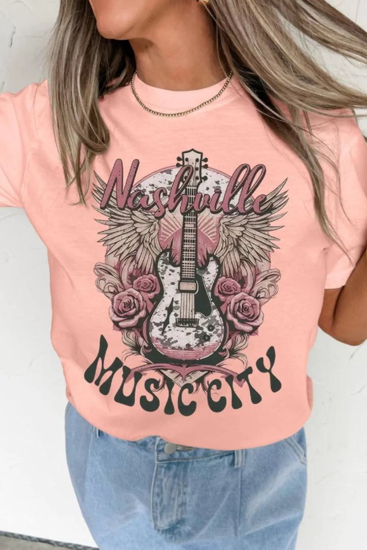Graphic Round Neck Shorts Sleeve T-Shirt - Nikki &amp; Co. Boutique
