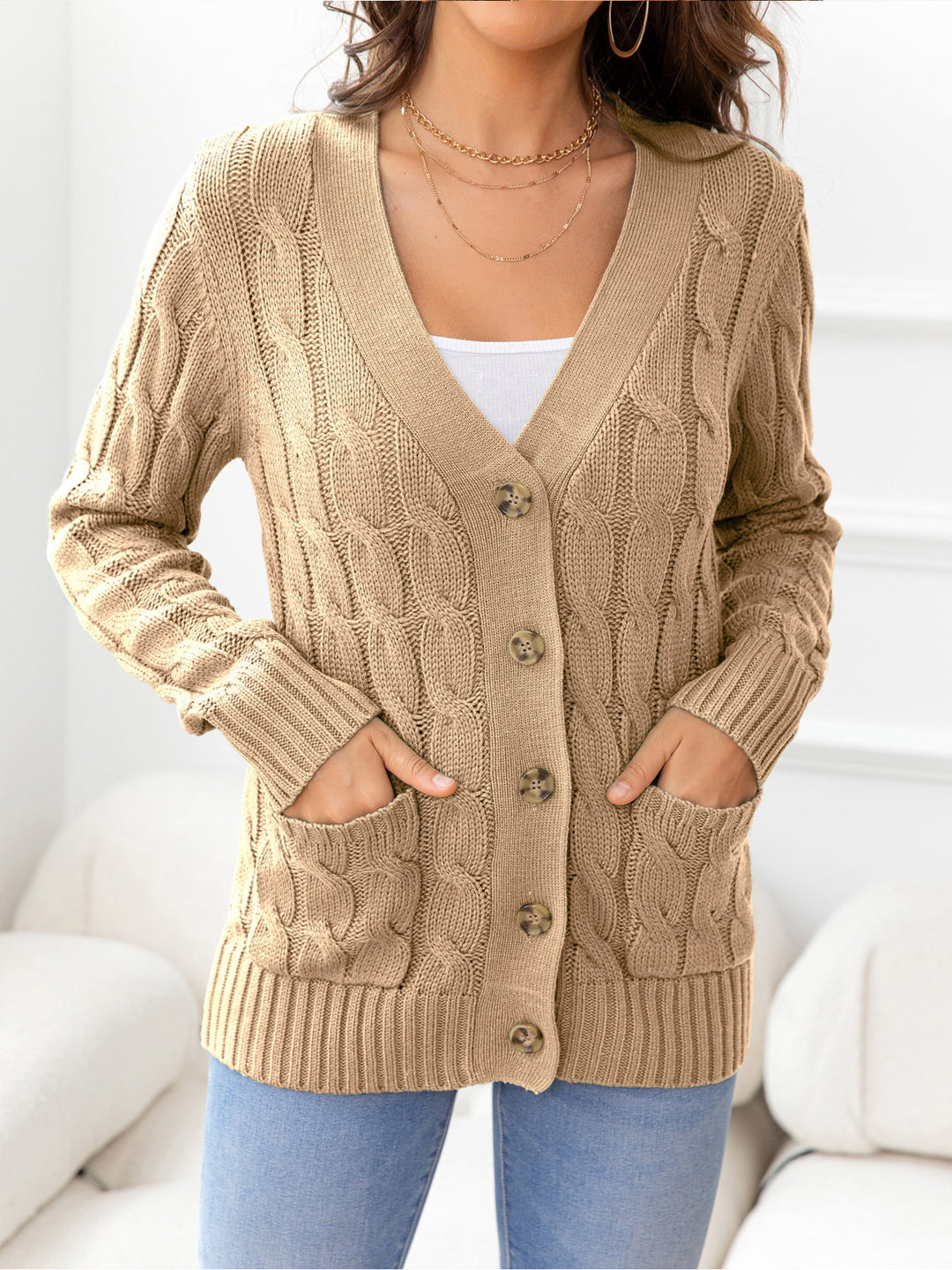 Button Down Cable-Knit Cardigan | Nikki &amp; Co. Boutique