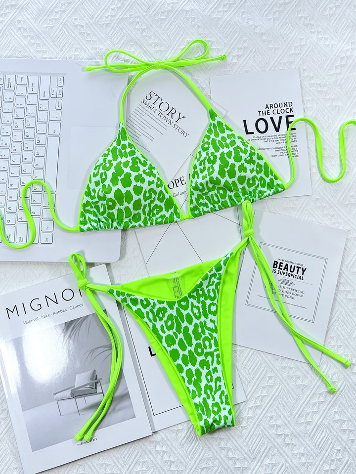 Leopard Print Halter Neck Tie Side Bikini Sets | Nikki &amp; Co. Boutique
