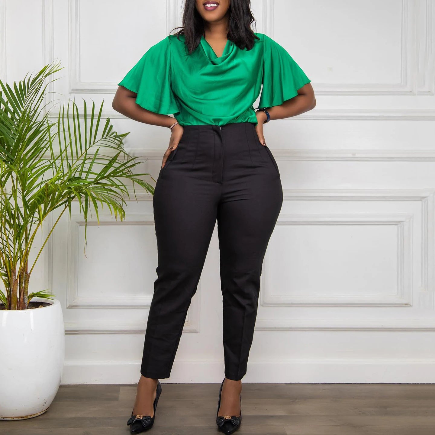 Work Pants for Women Office Elegant High Waisted Solid Skinny African Ladies Fashion Business Work Pencil Pants Bottoms New