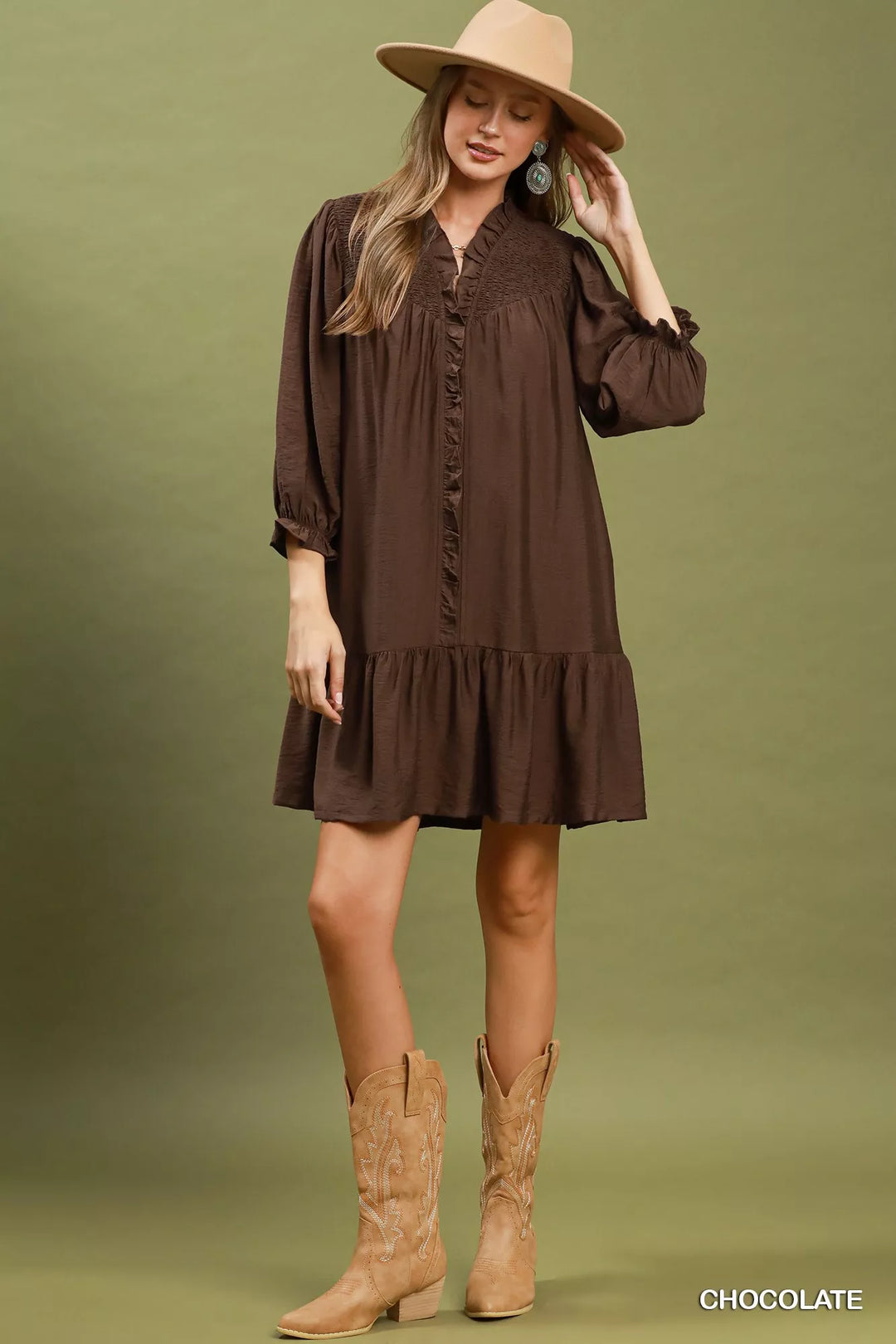 Umgee Smocked Ruffle Detail Tiered Mini Dress - Nikki &amp; Co. Boutique