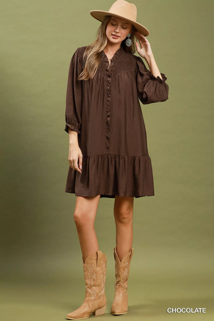 Umgee Smocked Ruffle Detail Tiered Mini Dress - Nikki &amp; Co. Boutique
