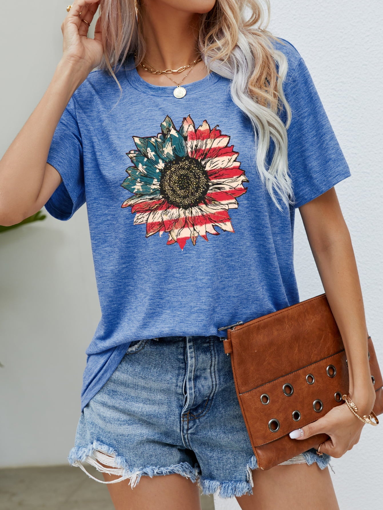 US Flag Flower Graphic Tee - Nikki and Co Boutique