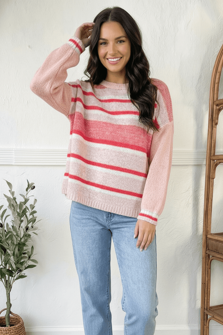 Sweet Talker Pink Stripe Sweater | Nikki &amp; Co. Boutique