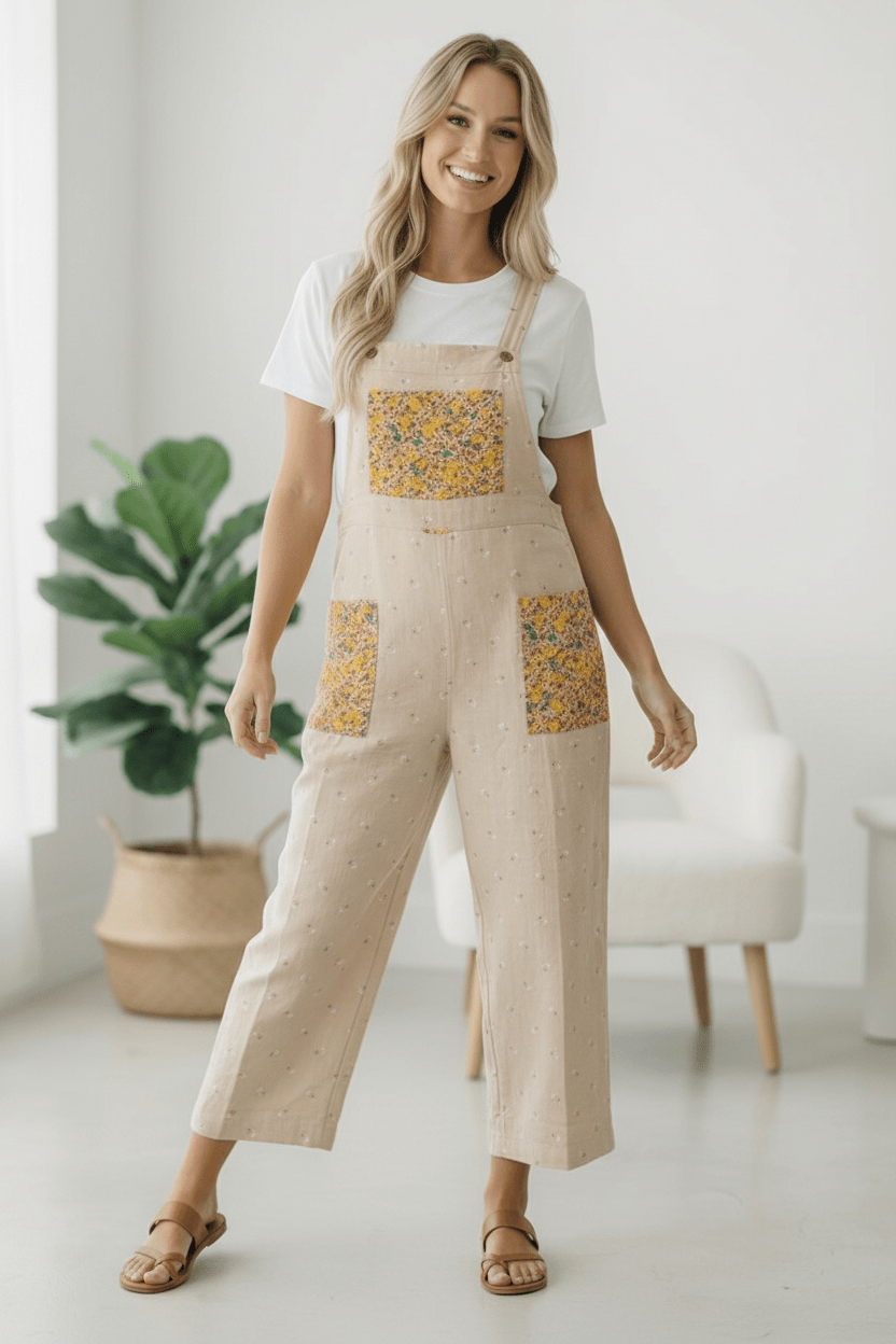 Sunflower Patch Pocket Overalls | Nikki & Co. Boutique